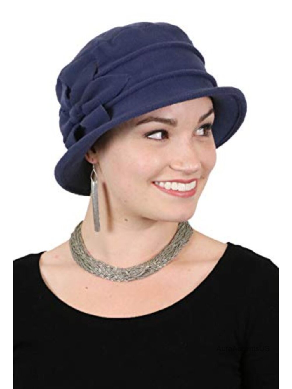 Fleece Cloche Hat for Women Chemo Cancer Headwear Vintage Flower